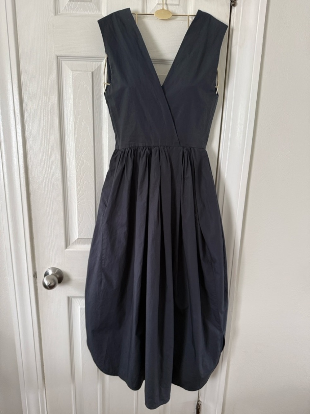 COS Black Deep V-Neck Sleeveless Midi Dress #645